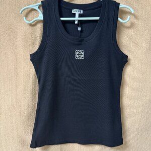 Loewe Embroidered ribbed stretch-cotton tank